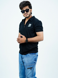 Men’s Textured Half-Zip Casual T Shirt 