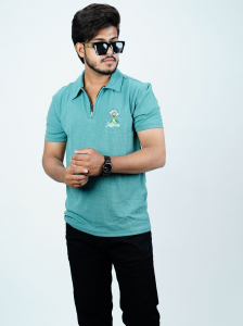 Men’s Textured Half-Zip Casual T Shirt 