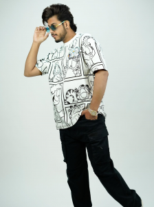 Oversized Garfield Graphic T-Shirt for Men | Cartoon Streetwear Cotton Tee