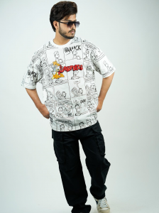 Garfield Comic Oversized T-Shirt – Cartoon Strip Print with Garfield & Odie