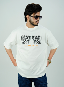 Refuse to Fail Oversized Baggy T-Shirt – Bold Tiger Graphic | Premium Cotton