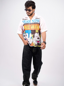 Men’s Oversized Cartoon Print Baggy Shirt – Lilan Fabric