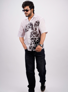 Grey Lilan Baggy Shirt for Men | Oversized Casual Streetwear | Devil’s Menswear