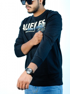 Men’s “ALIENES Shuttle Space” Full Sleeve Sweatshirt – Dark Blue (Hosiery Cotton)