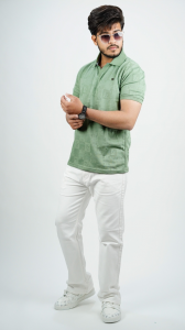 Men’s Premium Textured Green Polo T-Shirt | Elegant Comfort & Smart Casual Wear